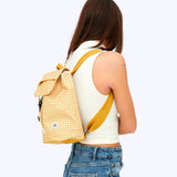 Mini Sac à Dos Femme Carreau Moutarde