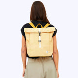 Petit sac à dos femme rolltop vichy jaune